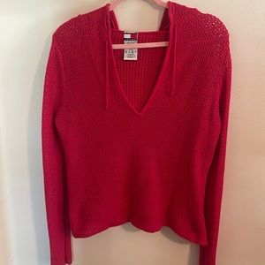 Tommy Hilfiger V-Neck Crochet Hooded Top